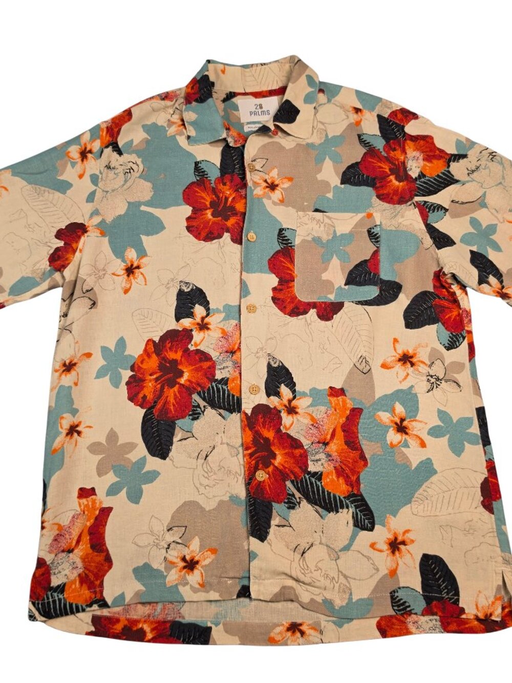 28 Palms Floral Hawaiian Shirt Large